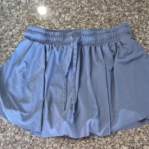 Light Blue Elastic Waist Skort with Drawstring
